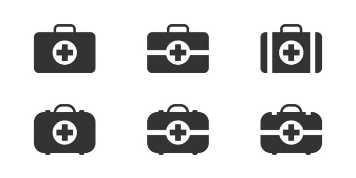 Medical kit set. Doctor suitcase. Vector illustration