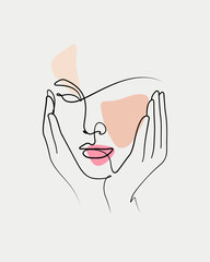 abstract aesthetic woman face flourish art vector illustration 