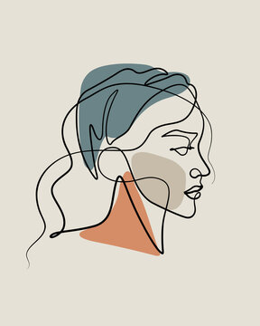 recommend clip art: woman face poster for decoration in one line flourish drawing style vector 