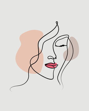 recommend clip art: woman face abstract line art vector illustration and abstract boho shape isolated for decorative or elegance concept