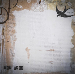 Abstract grunge background bird theme