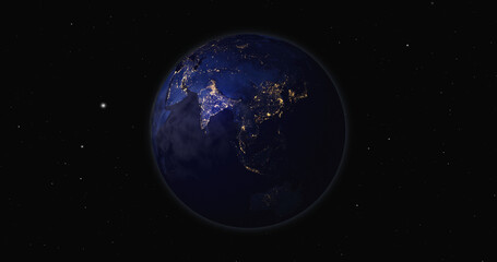 Fototapeta na wymiar Earth globe night view from space 3d illustration