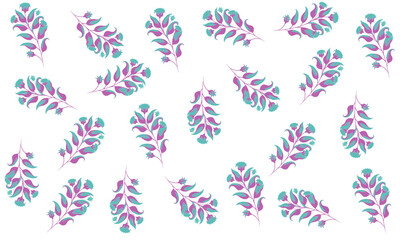 set of flowers purple and turquoise