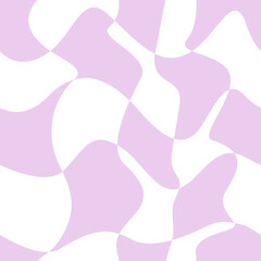Abstract vector seamless pattern with distorted cage in y2k style. Twisted checkered funky background. 90s, 00s aesthetic. Retro wavy psychedelic checkerboard