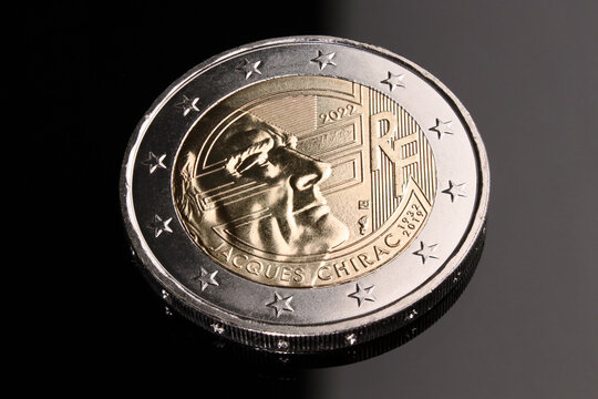Year 2019, France, commemorative 2 euro bimetallic coin, Jacques Chirac, editorial