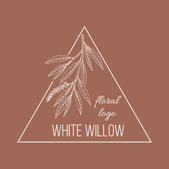 White willow floral hand drawn logo template © foxyliam