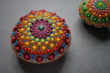 Beautiful colorful hand painted dot mandala