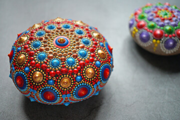 Beautiful colorful hand painted dot mandala