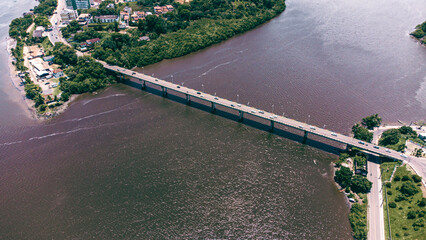 Ilhéus Bahia Litoral Mar Nordeste Cidade Pontes Porto Praia Rio Foz Barcos Drone Fotografia Aérea