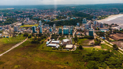 Ilhéus Bahia Litoral Mar Nordeste Cidade Pontes Porto Praia Rio Foz Barcos Drone Fotografia Aérea