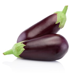 Two eggplants isolated on white background