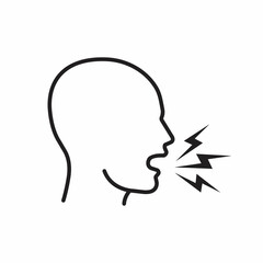 Vector illustration of outline silhouette of screaming head.