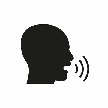 Vector illustration of silhouette of speaking head.
