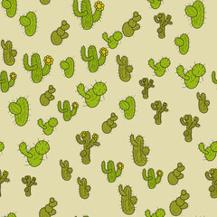 Cacti and flowering cacti. Seamless pattern