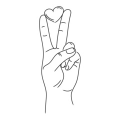Line art peace sign, great design for any purpose, vector illustration. Hand gesture V sign Design element. minimal art. Positive person. Peace symbol. World peace