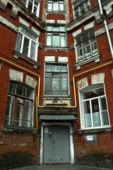 
Red brick house, photo in the afternoon