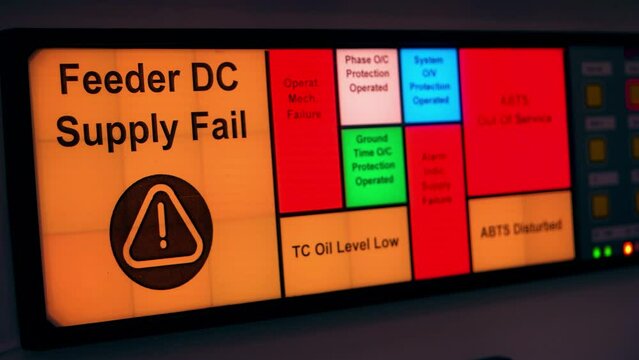 Blinking warning alert message on a digital display. Manufacture monitor display.