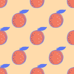 Vector seamless pattern with peaches. Trendy hand drawn textures. Modern abstract design for paper, cover, fabric, interior decor and other users.