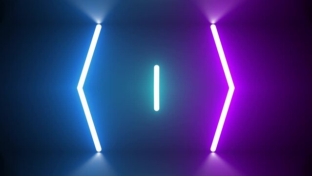 Palm Tree In Light Neon Abstract Backgrounds Glowing neon lines spectrum, shapes spinning around, looped animation 