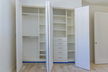Home renovation industry new home installation of shelves with room area