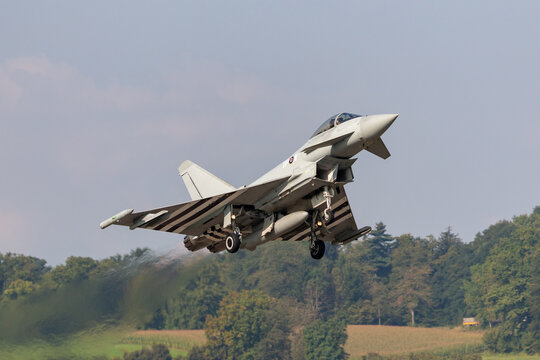 Payerne, Switzerland - September 7, 2014: Royal Air Force (RAF) Eurofighter EF-2000 Typhoon FGR4 ZK308 From No.29(R) Squadron Based At RAF Coningsby.