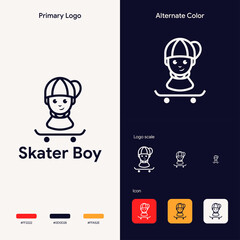 minimalist skater boy logo concept