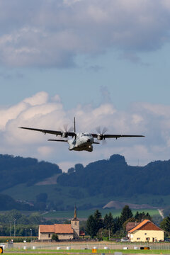 Payerne, Switzerland - September 1, 2014: Finnish Air Force CASA C-295M military cargo aircraft CC-3.
