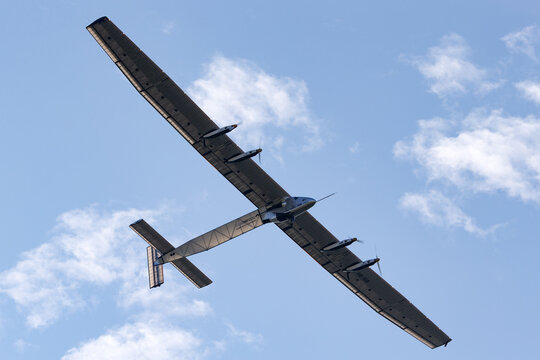 Payerne, Switzerland - September 8, 2014: Solar Impulse 2 is a Swiss developed long range experimental solar powered aircraft with the registration HB-SIB.