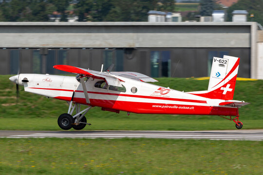 Payerne, Switzerland - September 4, 2014: Swiss Air Force Pilatus PC-6 Porter aircraft V-622.