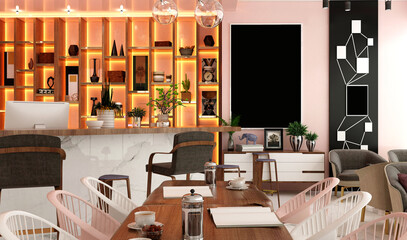 3d render of bakery pattiserrie shop