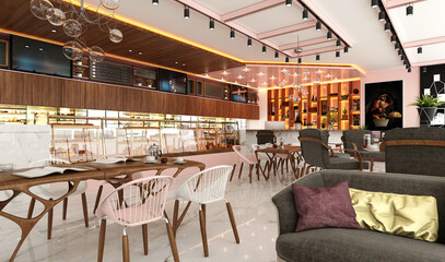 3d render of bakery pattiserrie shop