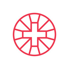 Abstract medical cross logo template, rounded health pharmacy icon