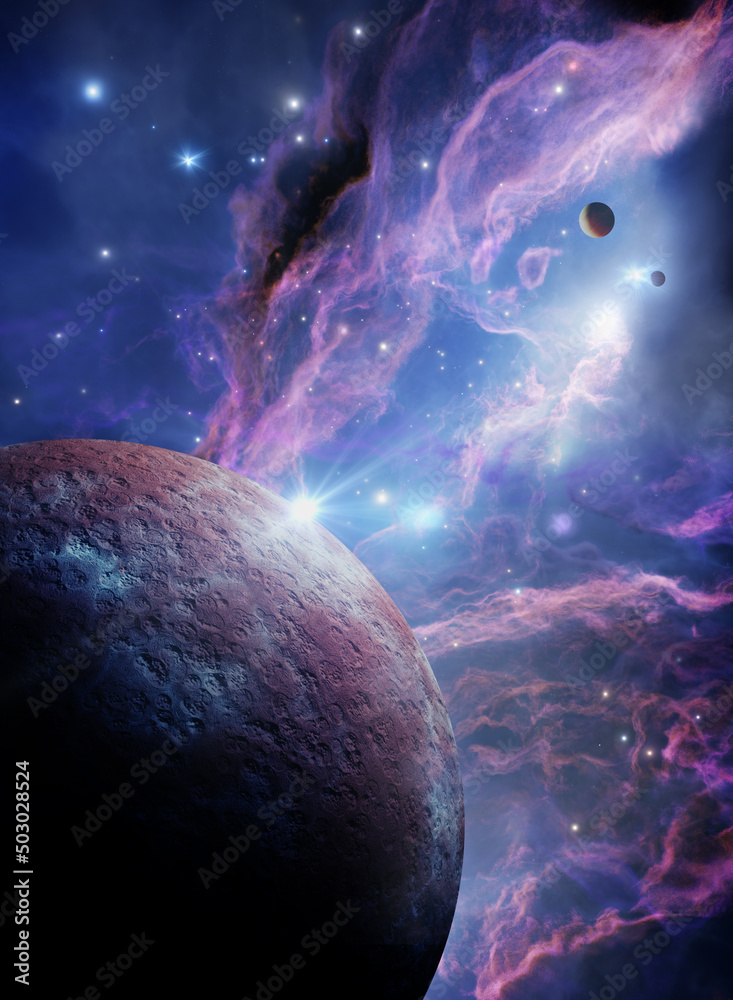 Wall mural nebula in outer space, planets and galaxy
