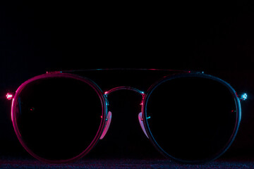 Front view glasses on a black background