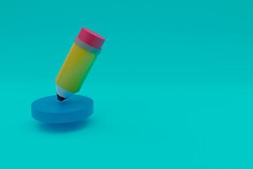 3d illustration, pencil on light background, with copy space, 3d rendering