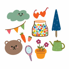 collection of cute sticker set