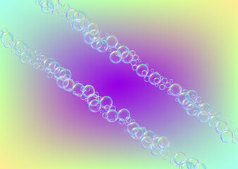 Detergent foam. Soap bath bubble and suds for bathtub. Shampoo. Blue Rainbow fizz and splash. Realistic water frame and border. 3d vector illustration concept. colorful liquid detergent foam