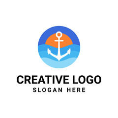 Vector graphic of ocean logo design template