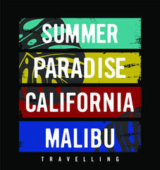 summer paradise california malibu typography tee shirt design graphic print