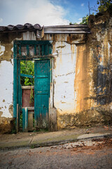 old abandoned building in colombian town former colonial style home