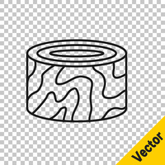 Black line Tree stump icon isolated on transparent background. Vector
