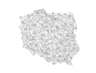 Communication network map of Poland on white