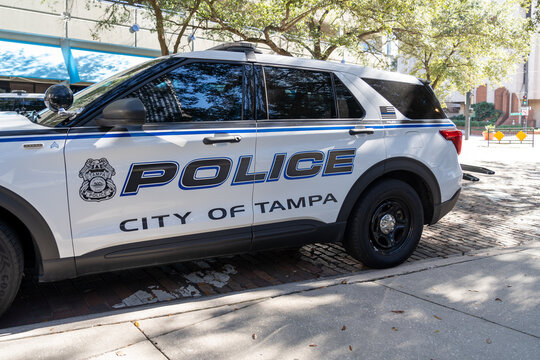 Tampa, FL, USA - January 8,  2022: A Police car is shown Tampa, FL, USA. 