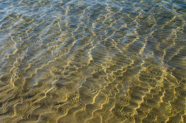 Clear shallow sea water waves pattern.