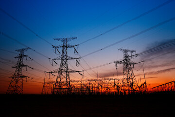 High voltage electric tower line