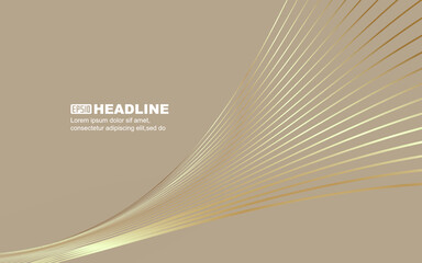 Golden curved smooth lines abstracted vector background