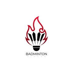 Badminton logo and fire design vector, simple style logos