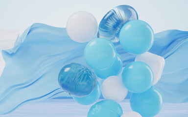 Soft balls, creative geometric background, 3d rendering.