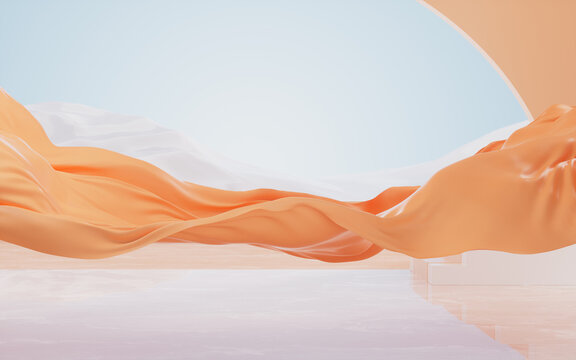 Flowing wave cloth, 3d rendering.