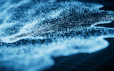 Abstract particles with wave pattern, 3d rendering.